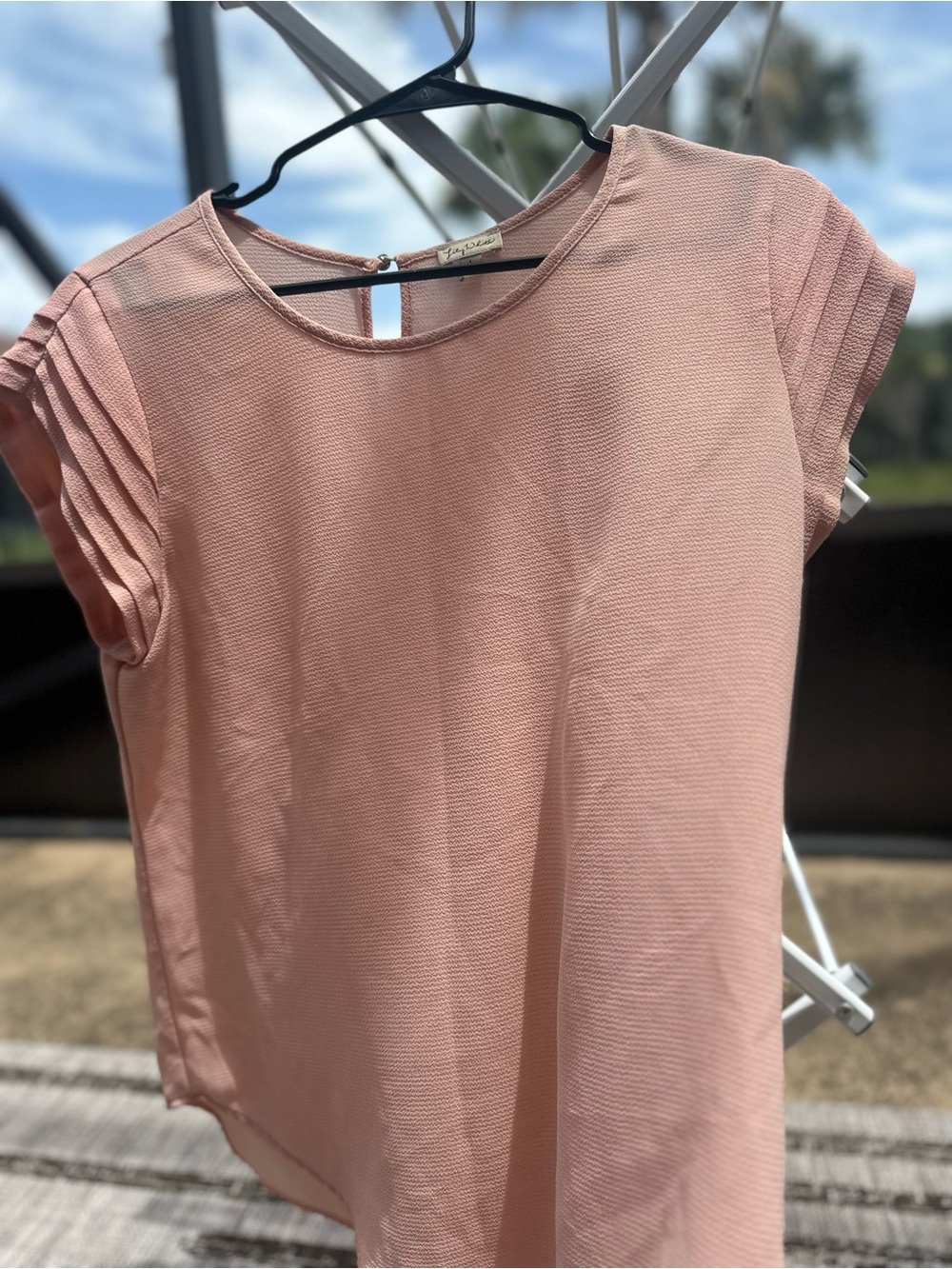 Lilly White- Short Sleeve peach Blouse